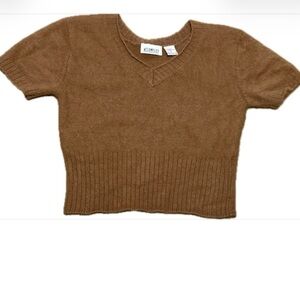 Vintage Accomplice Brown Angora Rabbit Hair Knit Sweater Top L